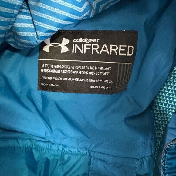 Under Armour Storm Light Blue Patterned Hooded Ski/Snowboard Fleece Lined Winter - Picture 11 of 13